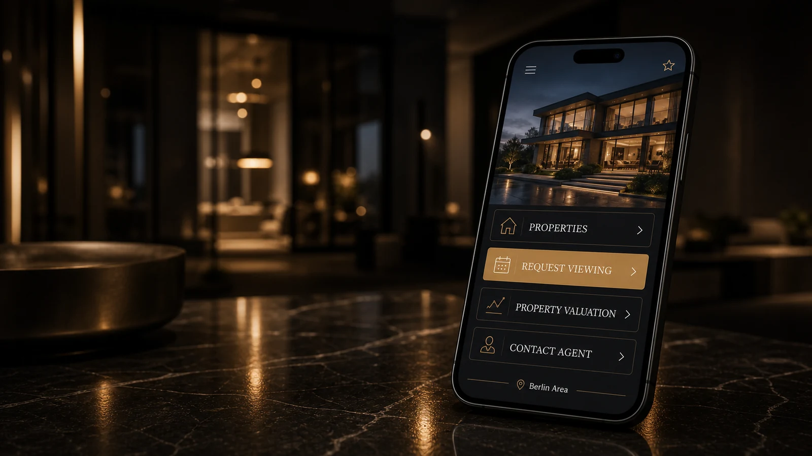 Mobile real estate inquiry website mockup