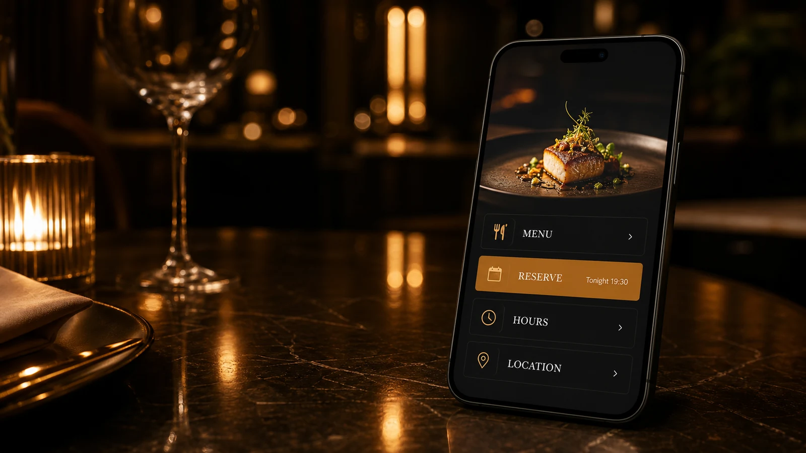 Mobile restaurant booking website mockup